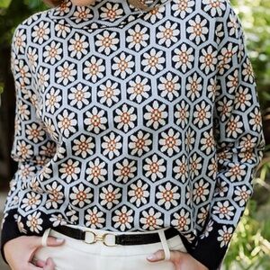 Funky pattern, super soft mock neck sweater